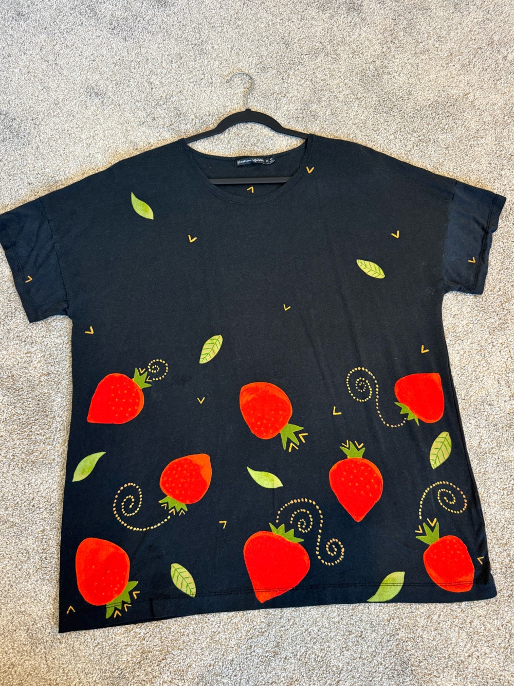 Gudrun Sjoden Wild Strawberry Cotton Tunic Tshirt- Nordic Lagenlook Whimsical